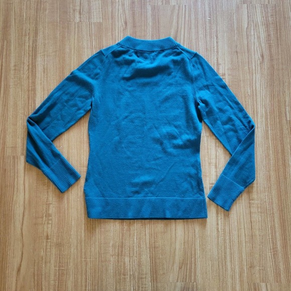 Banana Republic Sweater Top Shirt Womens Small Green Merino Wool Basic Holiday - Picture 9 of 10